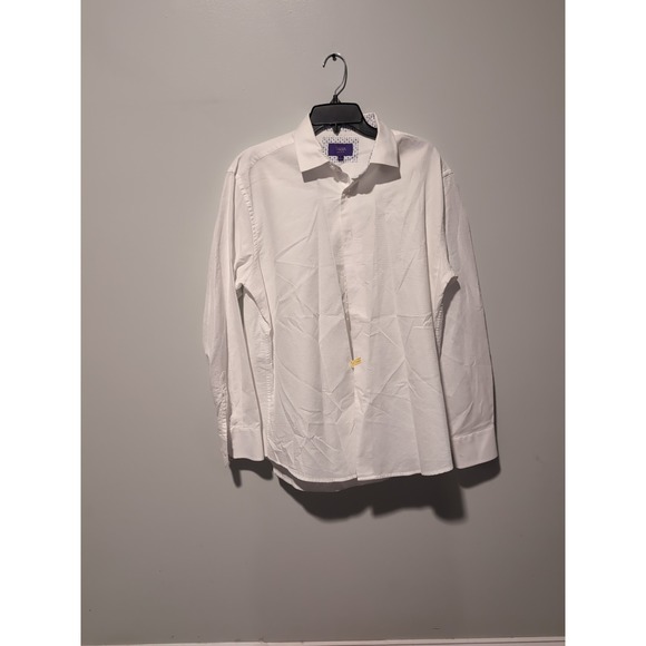 Tallia White Button Up Dress Shirt, Size L 16.5‎ Neck, White Textured Geometric - Picture 1 of 7